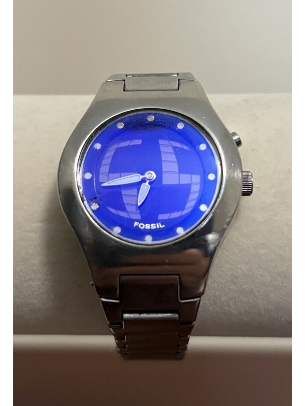 Vintage Fossil Big Tic JR-8079 - Excellent Running Condition! Stunning Blue Face